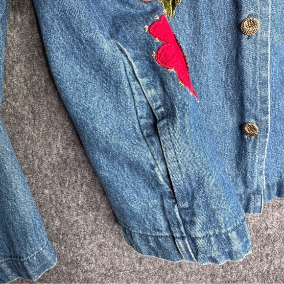 Tantrums Blue Jean Jacket with Red Floral Embroidery - Picture 10 of 13